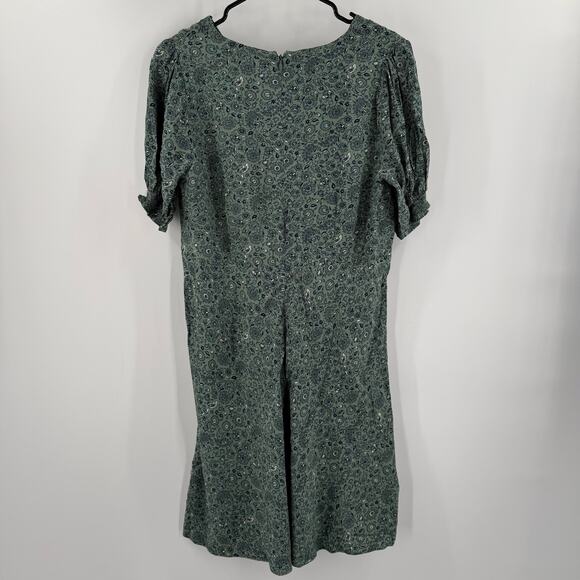 LOFT PETITES ANN TAYLOR Dress Size 8 Petite Green Paisley Print Short Sleeve - Picture 4 of 15